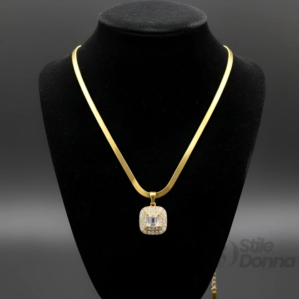 Firma Collana Herringbone Oro con Iniziale