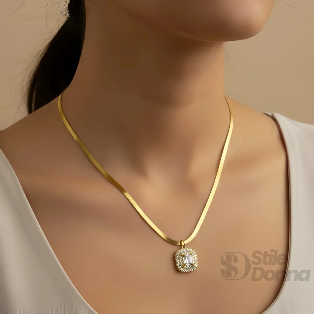 Firma Collana Herringbone Oro con Iniziale