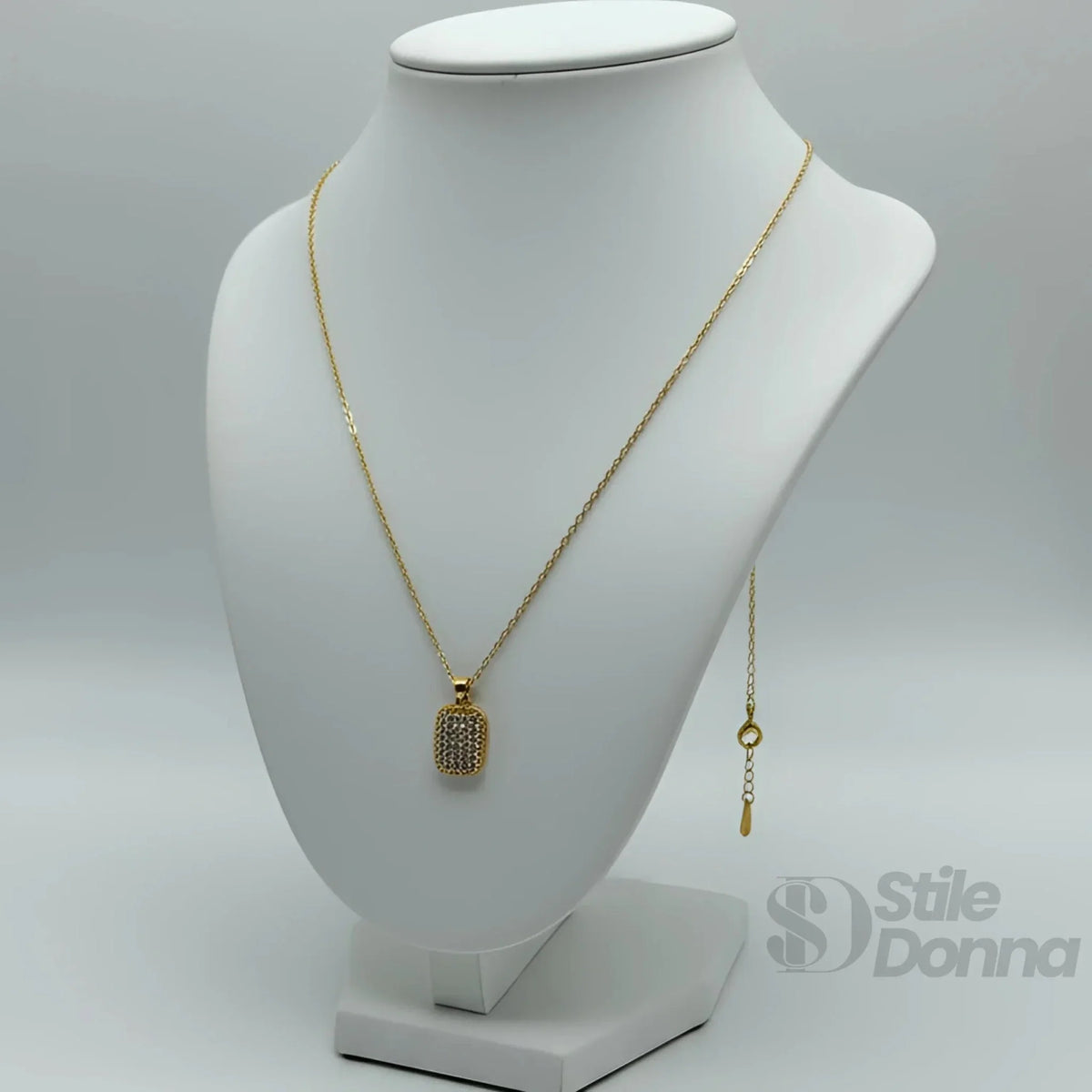 Luce Collana con Pendente Rettangolare Pavé