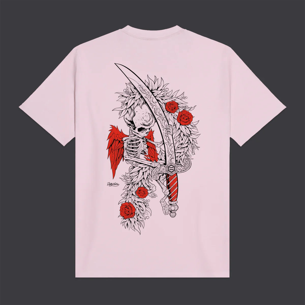Dolly Noire T-shirt Uomo Asso di Spade Outline Rosa Marshmallow - TS1132-TT-03