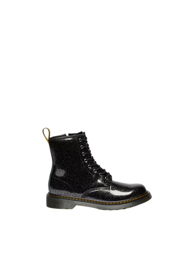Dr. Martens – Stivali Junior 1460 Glitter 41436001 Nero & Argento | Design Brillante, Pelle Glitterata Kids, Comfort Protezione