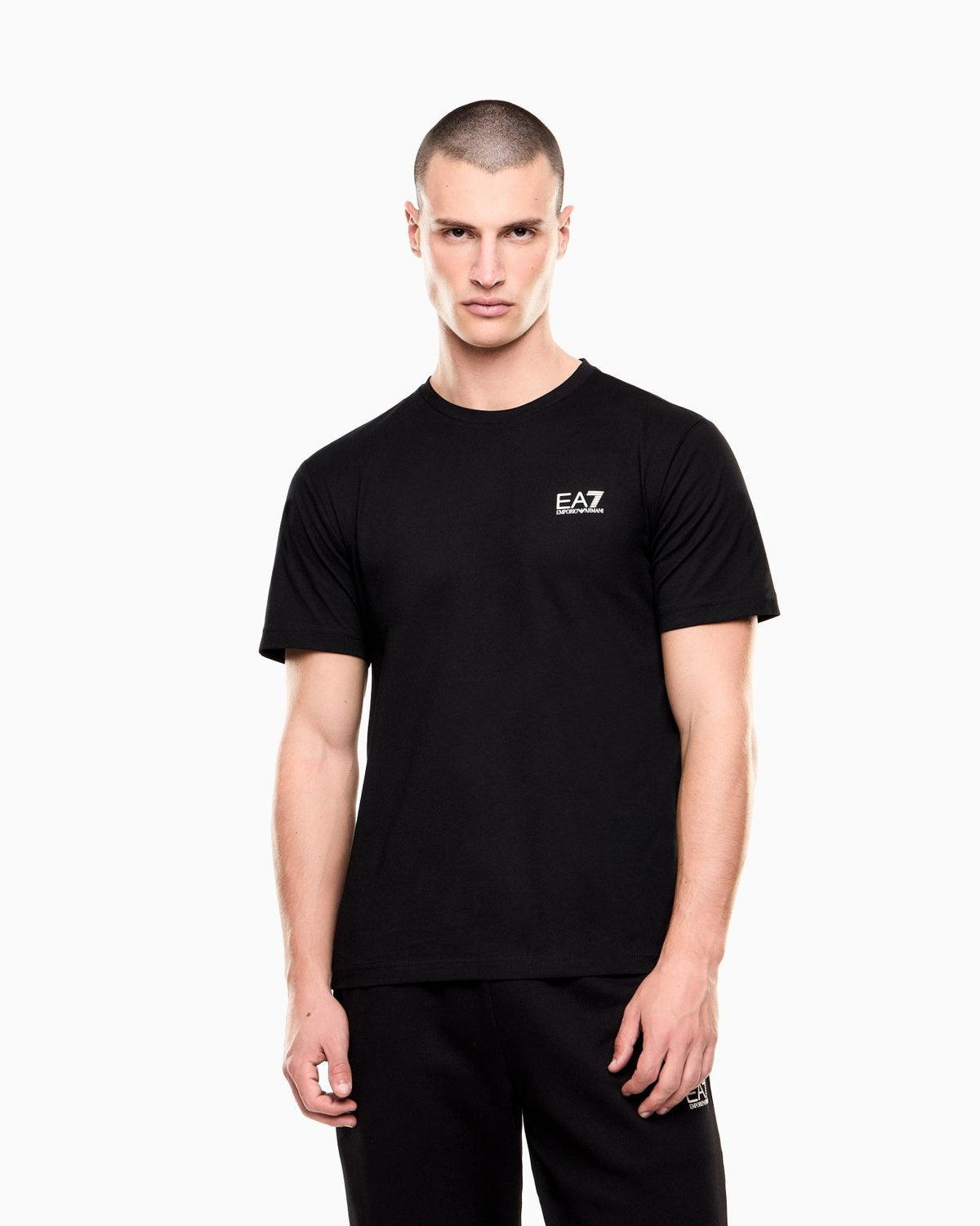EA7 Emporio Armani T-shirt Uomo Nera Core Identity Cotone Pima 8NPT25 PJVPZ 1200