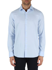 Michael Kors camicia Dobby slim fit in micro fantasia celeste