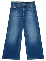 Diesel jeans bambina a palazzo D Argix lavaggio blu