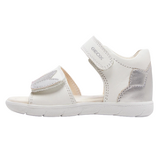 Geox sandalo da bambina con strappo Alul B451YB085NFC0007 bianco argento