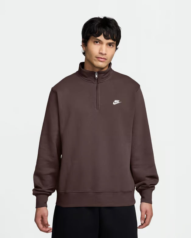 Nike Sportswear Club Fleece FN3864-237 Uomo Marrone - Felpa Mezza Zip