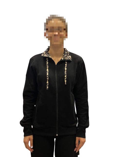 Dimensione Danza Felpa da donna con zip e interno collo animalier 22IDD71226 3726 nero