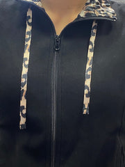 Dimensione Danza Felpa da donna con zip e interno collo animalier 22IDD71226 3726 nero