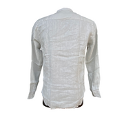 Trez camicia da uomo maniche lunghe e collo coreano in lino Cenzo-1211 M49018 380 mastice