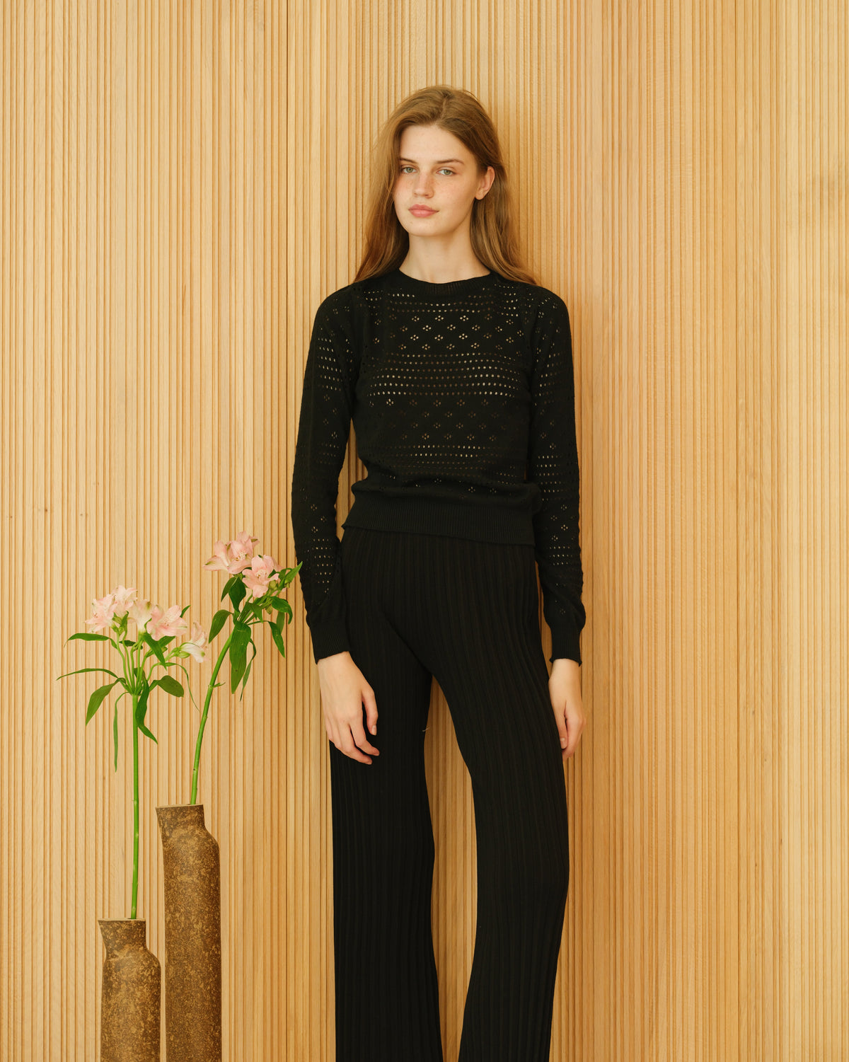 Cotton Pointelle Sweater