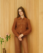 Cotton Crochet Polo Cardigan