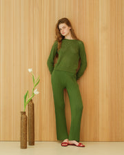 Cotton Plissé Pants