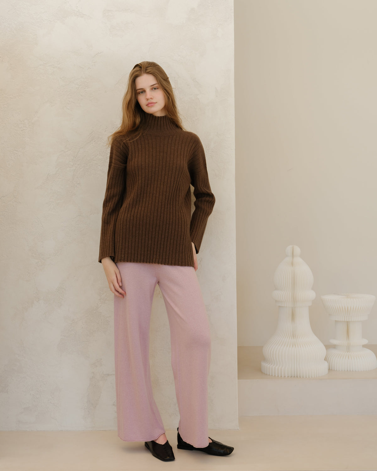 Cashmere Mix Ribbed High Neck