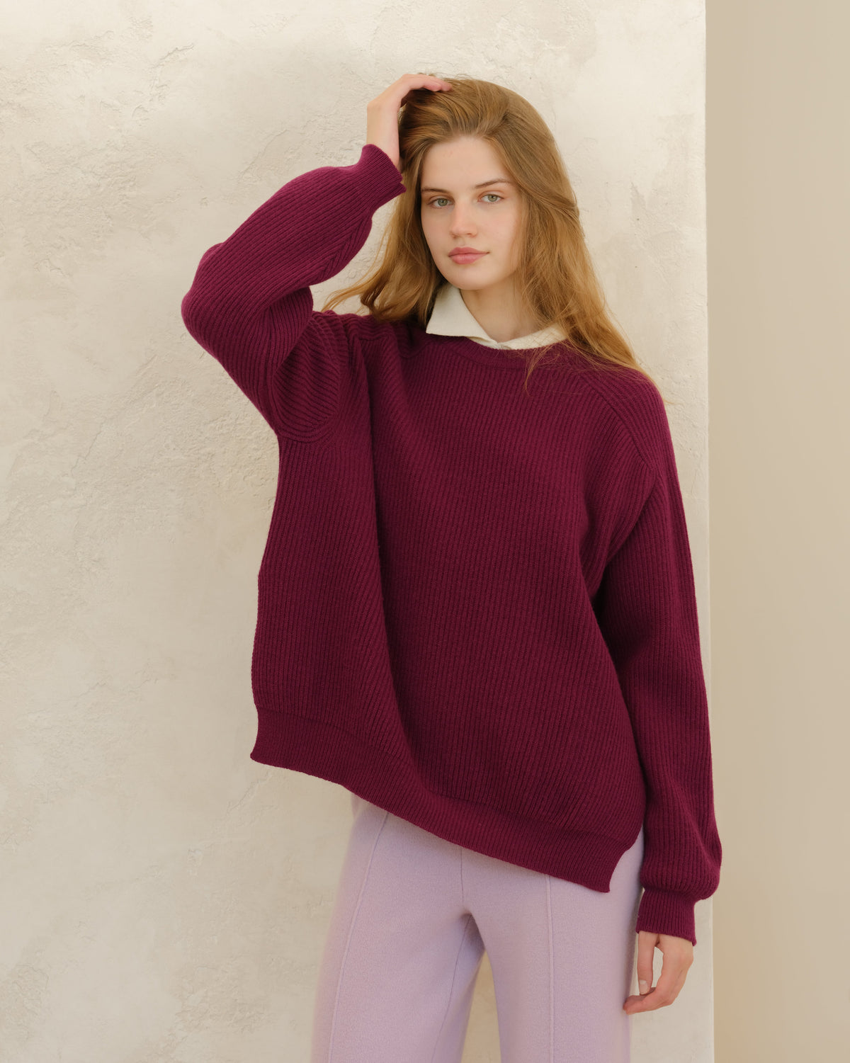 Cashmere Mix Ribbed Crewneck