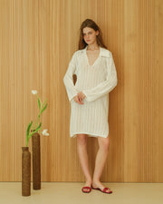 Cotton Crochet Maxi Polo Dress
