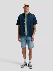 Lee Camicia Uomo Manica Corta 112376564 Rivet Navy Lino Cotone