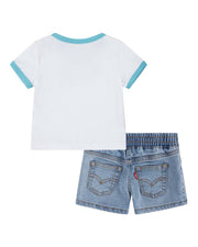 Levi's Kids completino infant T-shirt e Short in jeans 6EH020-W1T bright white