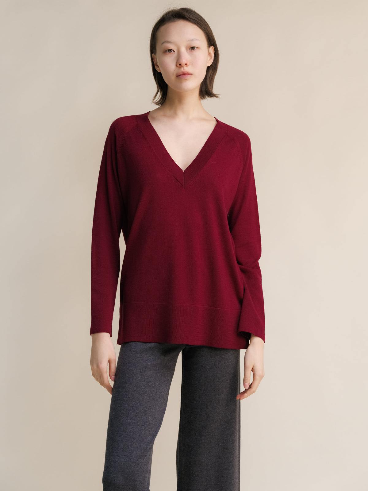 Extra Fine Merino V-Neck Maxi Sweater