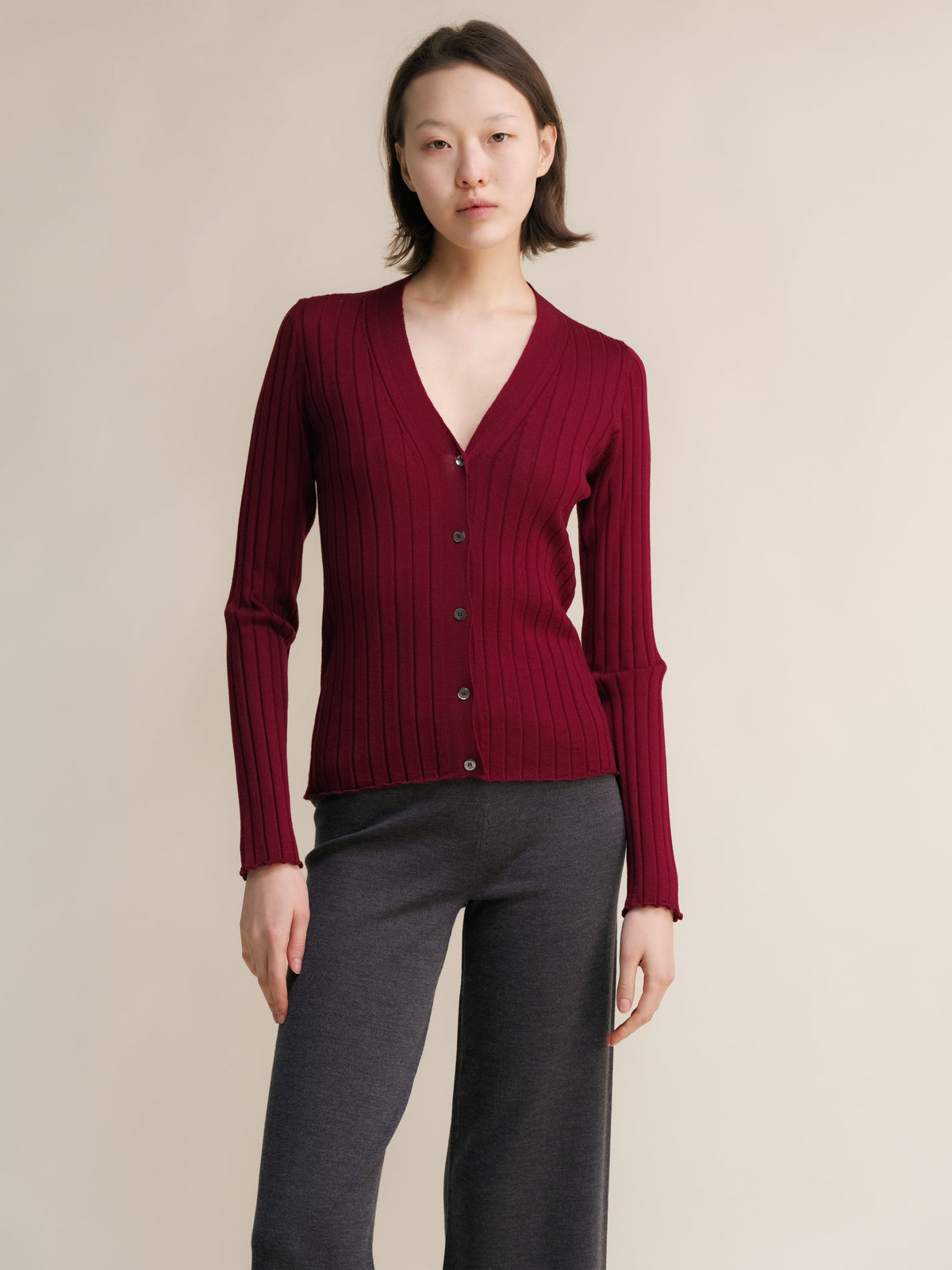 Extra Fine Merino Ribbed Cardigan