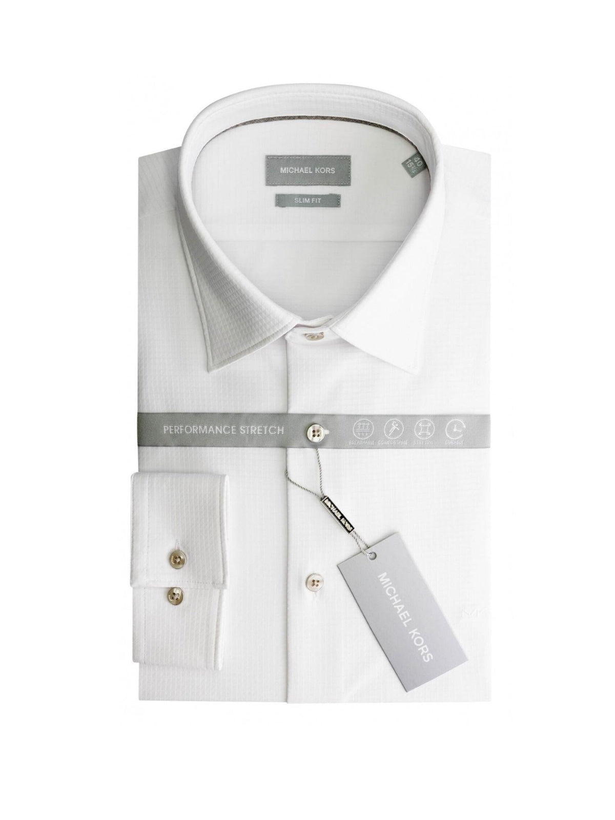 Michael Kors camicia manica lunga Perfermance stretch bianco