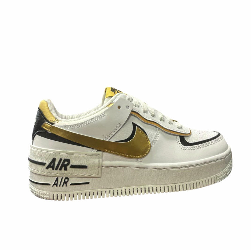 Nike Air Force 1 Shadow CI0919-125 Donna Bianco Oro Nero - Sneakers