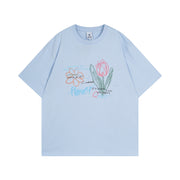 Graffiti Flower Print Short Sleeve
