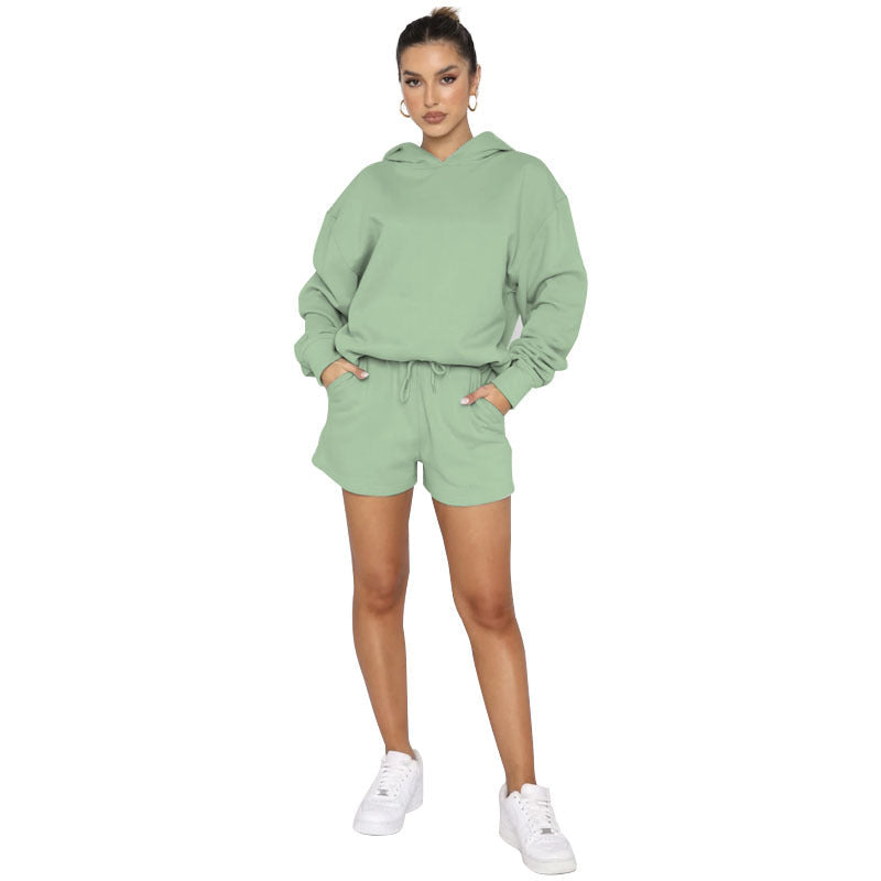 Solid Color Pullover Hooded Long Sleeves Sweater For Women