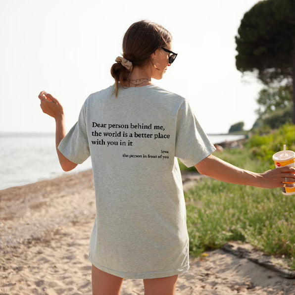 Plain Letter Jacket Round Neck Short Sleeve