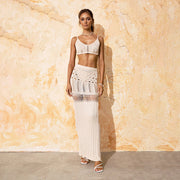 Solid Color Knitted Hollow Bikini Swimsuit Blouse