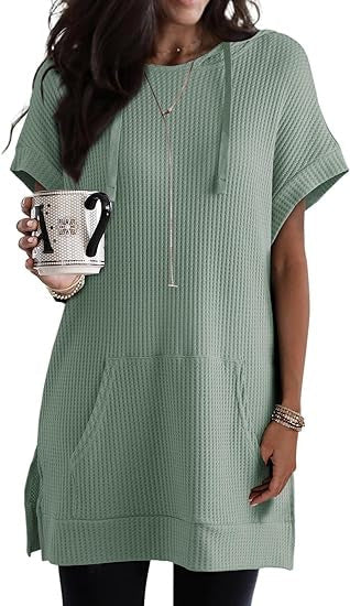 Women's Drawstring Knitted Side Split Dress