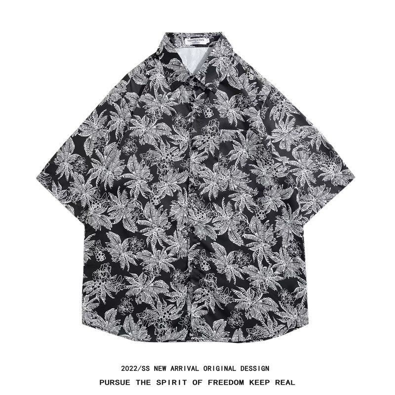 Men's Retro Hong Kong Style Short Sleeve Printed Shirt