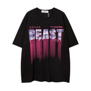 Inkjet Gradient Letter Patch Embroidery Short Sleeve