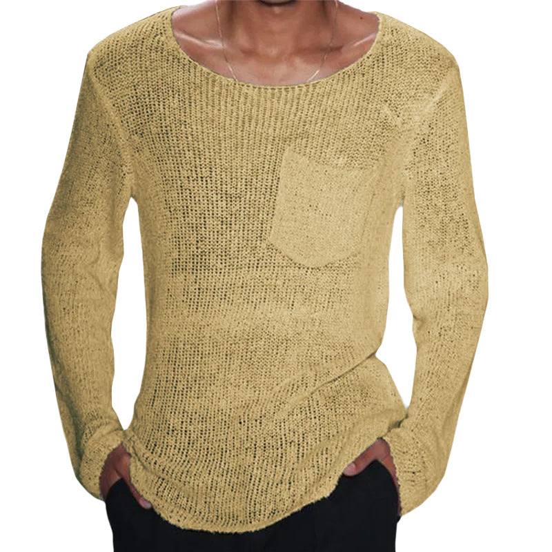 Knitwear Men's European And American Solid Color Long Sleeve