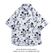 Men's Retro Hong Kong Style Short Sleeve Printed Shirt