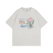 Graffiti Flower Print Short Sleeve