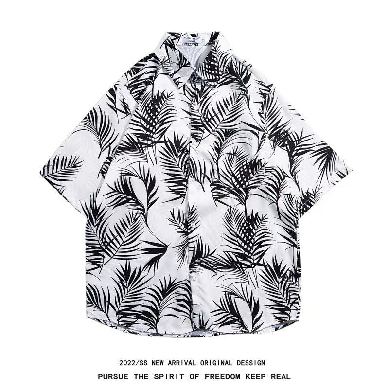 Men's Retro Hong Kong Style Short Sleeve Printed Shirt