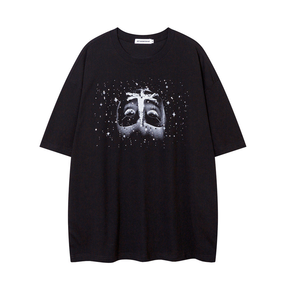 Creative Mask Splash Ink Spray Paint Short Sleeve