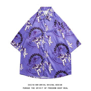 Men's Retro Hong Kong Style Short Sleeve Printed Shirt