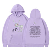 Cartoon Text 2D Printed Moving Hooded Sweater
