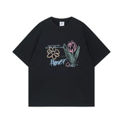 Graffiti Flower Print Short Sleeve