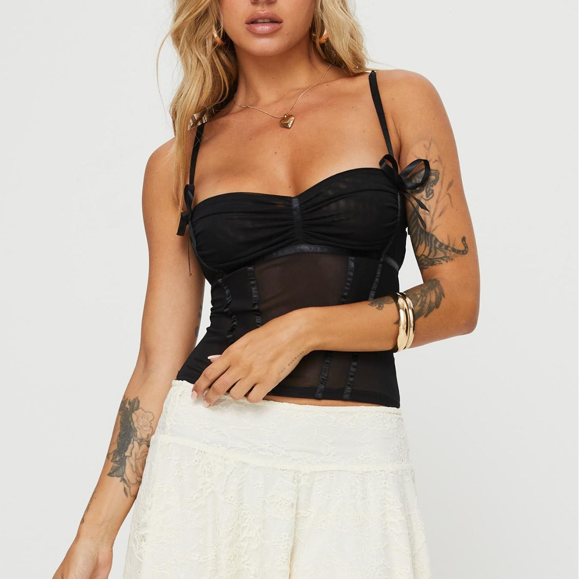 Women's Solid Color Suspender Bow Vest