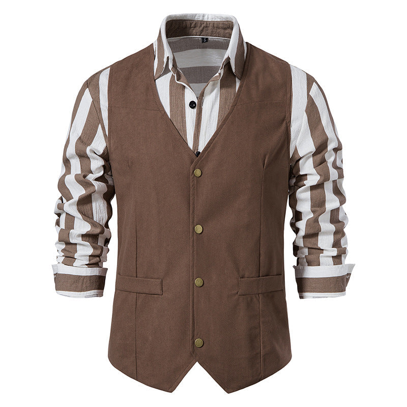 Men's Retro Medieval Vest Solid Color Slim Fit