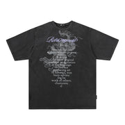 Dragon Pattern Printed Short Sleeve Cotton Fried Salt