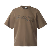 Embroidered Letter Short Sleeve T-shirt Casual Cotton