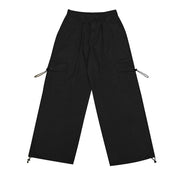 Solid Color Simple Loose Drawstring Pocket Overalls