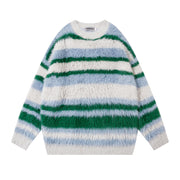 Striped Mink-like Round Neck Sweater For Men
