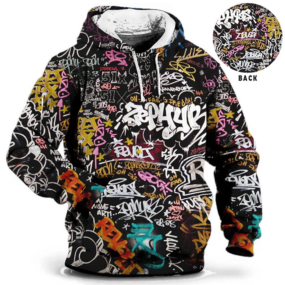 Men's Pullover Hooded Sweatshirt Letter Pattern