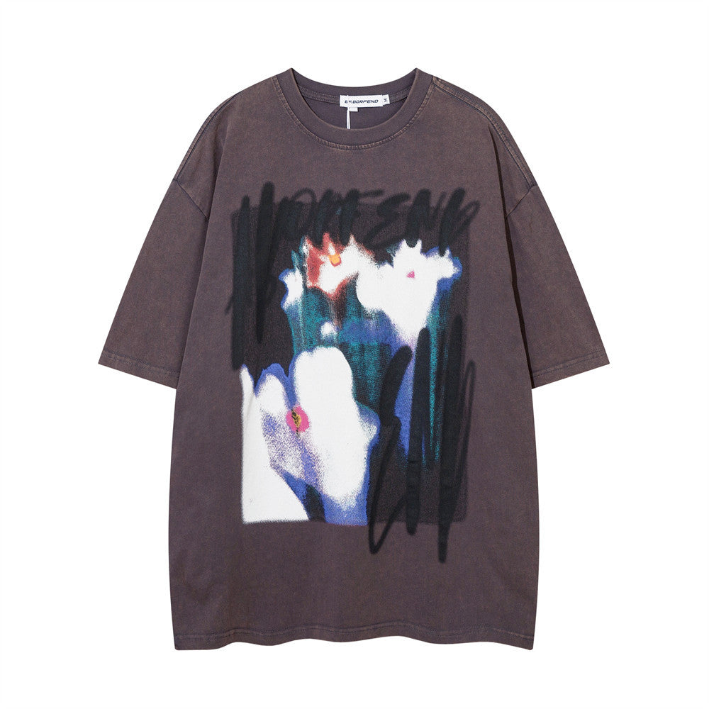 Abstract Pattern Printed Short Sleeve