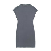 Women's Solid Color Stretch Knitted Short Dress