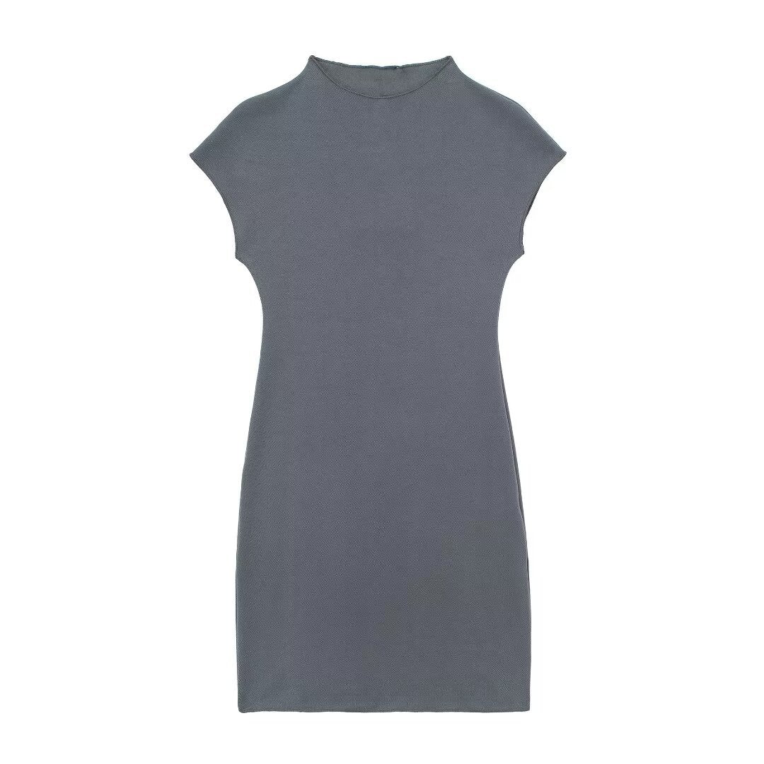 Women's Solid Color Stretch Knitted Short Dress